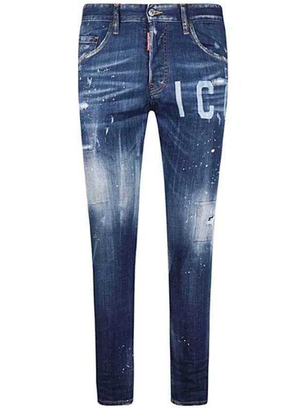 Men's Icon Laser Medium Wash Skater Jeans Medium Blue - DSQUARED2 - BALAAN.