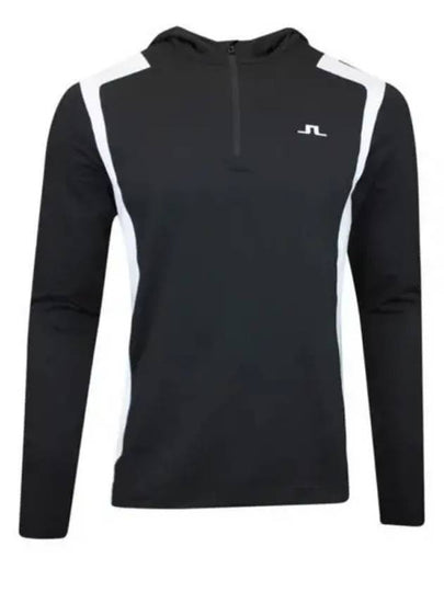 Lucas Quarter Zip Hooded Long Sleeve T-Shirt Black - J.LINDEBERG - BALAAN 2