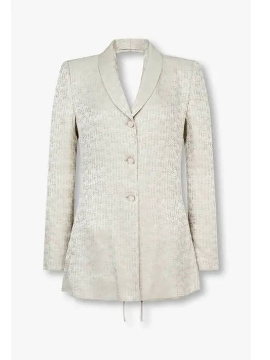 Women s Chevron Pattern Open Back Jacket Beige - EMPORIO ARMANI - BALAAN 1