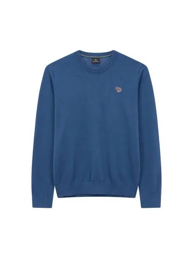 PS Zebra Patch Cotton Knit Blue - PAUL SMITH - BALAAN 1