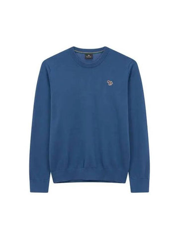 PS Zebra Patch Cotton Knit Blue - PAUL SMITH - BALAAN 1