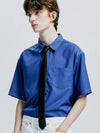 Slim Tie Set Fine Twill Tip Half Shirt Blue - S SY - BALAAN 5