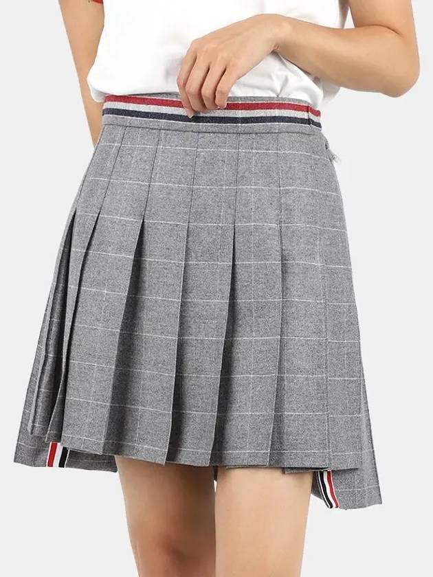 Check Flannel Pleated A-Line Skirt Grey - THOM BROWNE - BALAAN 3