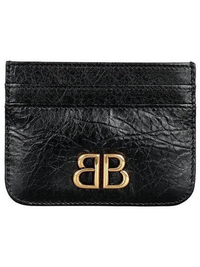 Embellished Logo Leather Card Wallet Black - BALENCIAGA - BALAAN 2