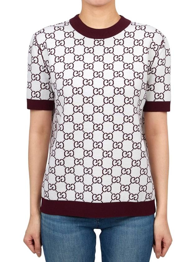 Reversible GG Jacquard Wool Knit Top Bordeaux White - GUCCI - BALAAN 3