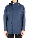 Men's Cotton Nylon Hooded Jacket Blue - BRUNELLO CUCINELLI - BALAAN.