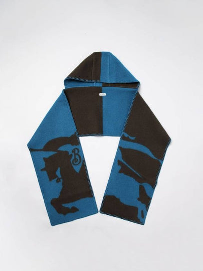 EKD Wool Hooded Scarf Blue - BURBERRY - BALAAN 2