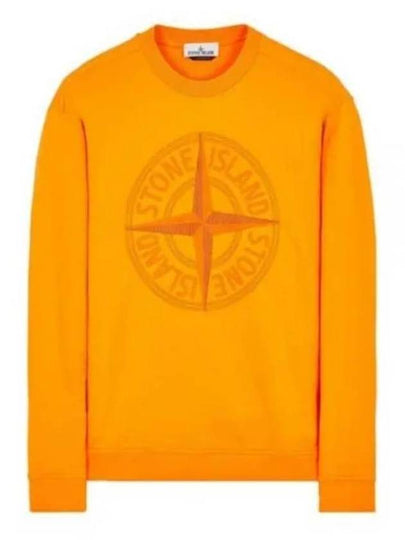 Garment Dyed Stitches Four Print Crewneck Sweatshirt Orange - STONE ISLAND - BALAAN 2