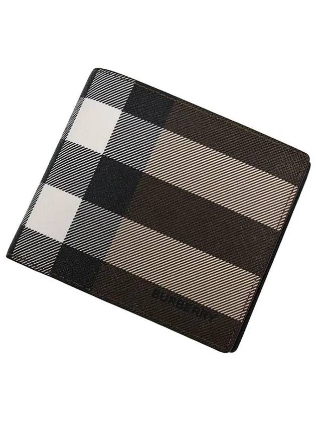 Check Leather International Bifold Wallet Dark Birch Brown - BURBERRY - BALAAN 8