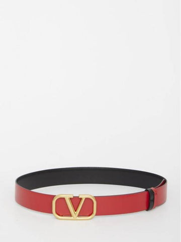 Vlogo Signature Leather Belt Black - VALENTINO - BALAAN 1