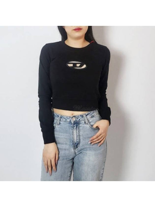 F Slimmy Cutout Logo Crop Sweatshirt Black - DIESEL - BALAAN 2