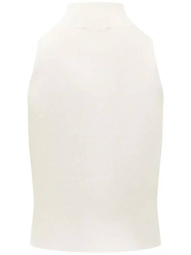 Ribbed Knit Turtleneck Sleeveless White - DIESEL - BALAAN 4