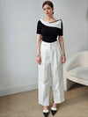 Hem slit point 2 chin white pants white wide pants - PRETONE - BALAAN 6