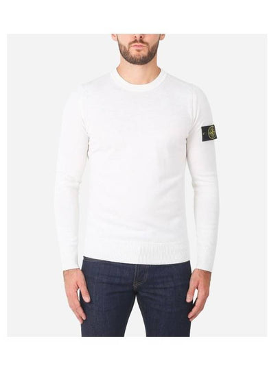 Logo Patch Crewneck Knit Top White - STONE ISLAND - BALAAN 2