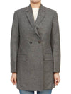 Women's Flannel Sports Wool Double Coat Medium Grey - THOM BROWNE - BALAAN 2