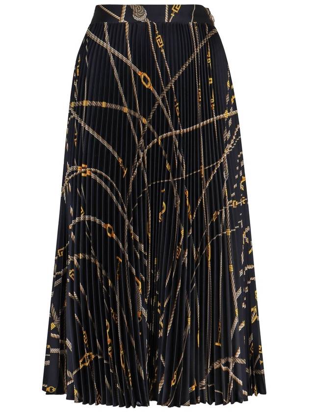 Greca Nautical Print Pleated Skirt 10042211A10058 - VERSACE - BALAAN 2