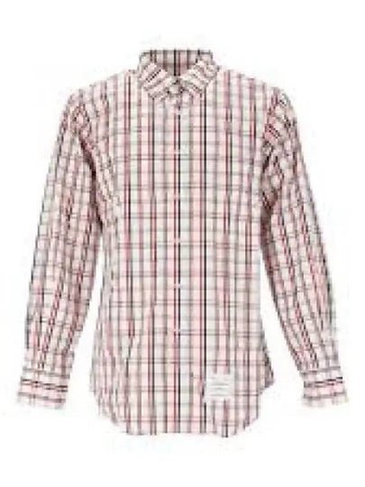 Men's Classic Fit Check Poplin Long  Shirt White - THOM BROWNE - BALAAN 2