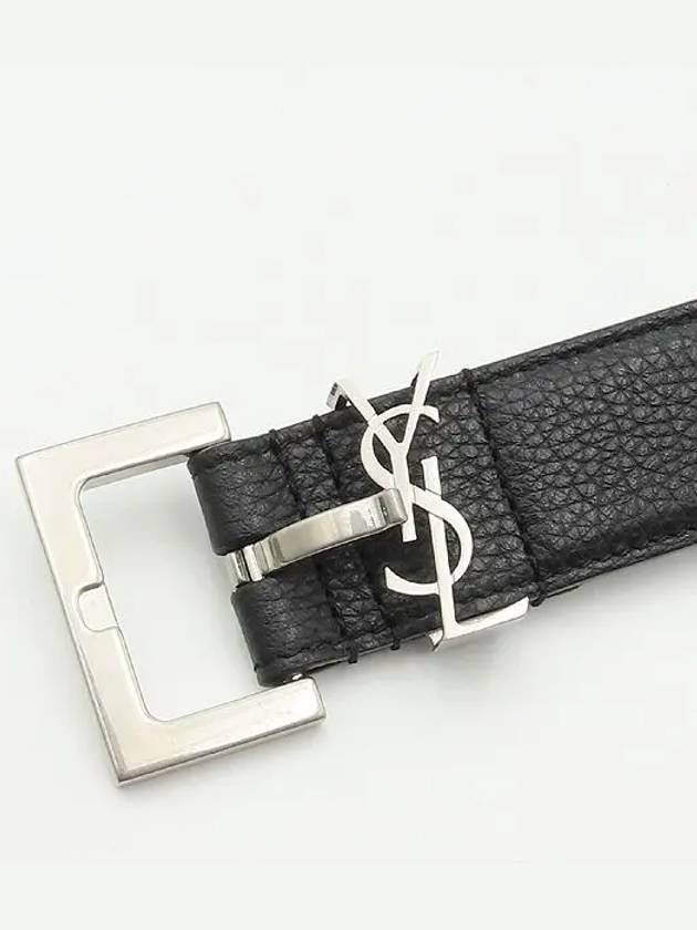 634440 Black leather monogram 3cm men s belt size 90 - SAINT LAURENT - BALAAN 3