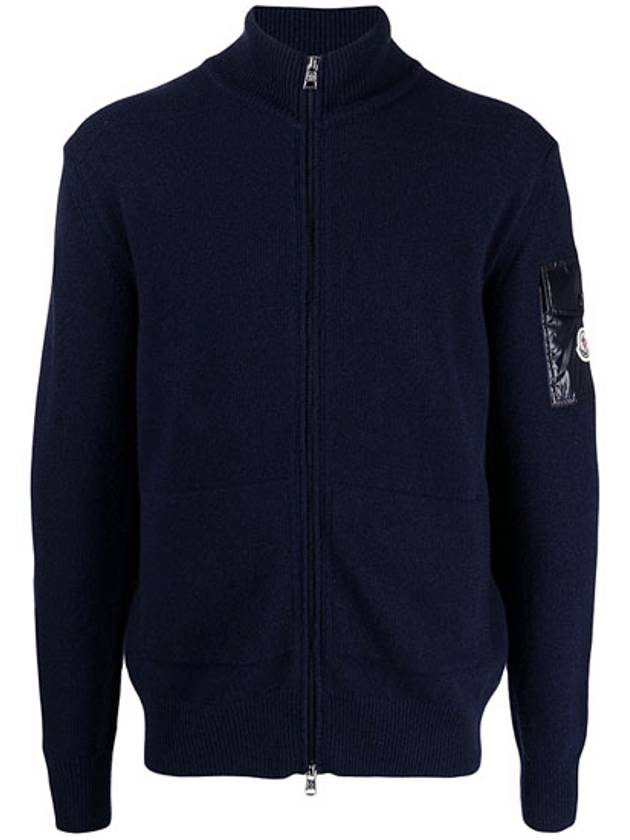 9B00012 M1241 750 Logo Patch Knit Zipup Jacket Blue Navy Men’s Jacket TJ - MONCLER - BALAAN 1