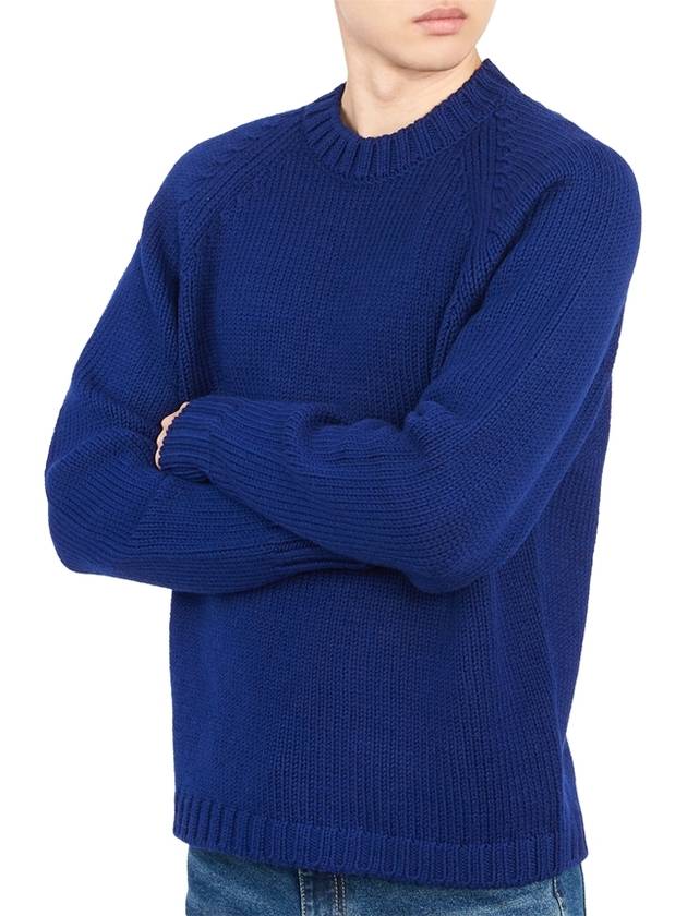 Men’s Merino Wool Knit Top Blue - TEN C - BALAAN 6