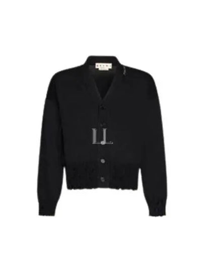 Embroidered Logo Distressed Cardigan Black - MARNI - BALAAN 2