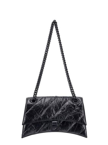 Crush Chain Strap Leather Shoulder Bag Black - BALENCIAGA - BALAAN 1