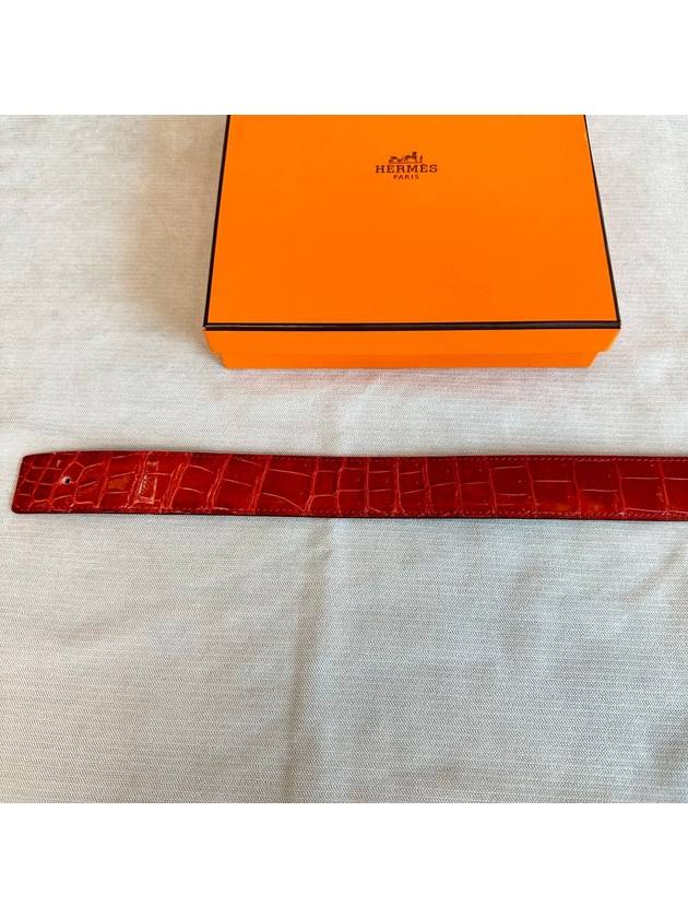 H Buckle Men s Belt Reversible Crocodile Gold Plated Size 90 - HERMES - BALAAN 5