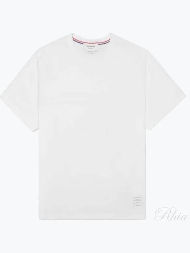 Men's Side Slit Relaxed Short Sleeve T-Shirt White - THOM BROWNE - BALAAN 2