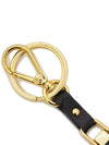 Saffiano Leather Triangle Logo Key Holder Black - PRADA - BALAAN 6