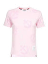 Women's Anchor Logo Round Short Sleeve T-Shirt Pink - THOM BROWNE - BALAAN 2