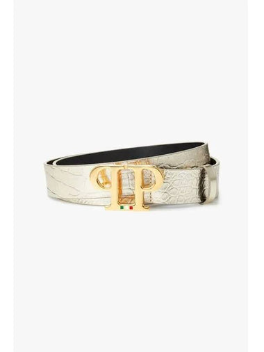 Men s Logo Buckle Krogerdile Pattern Belt Gold - PHILIPP PLEIN - BALAAN 1