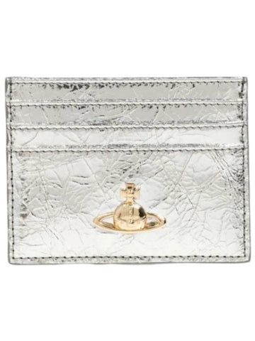 Metallic Crinkle Card Wallet Silver - VIVIENNE WESTWOOD - BALAAN 1