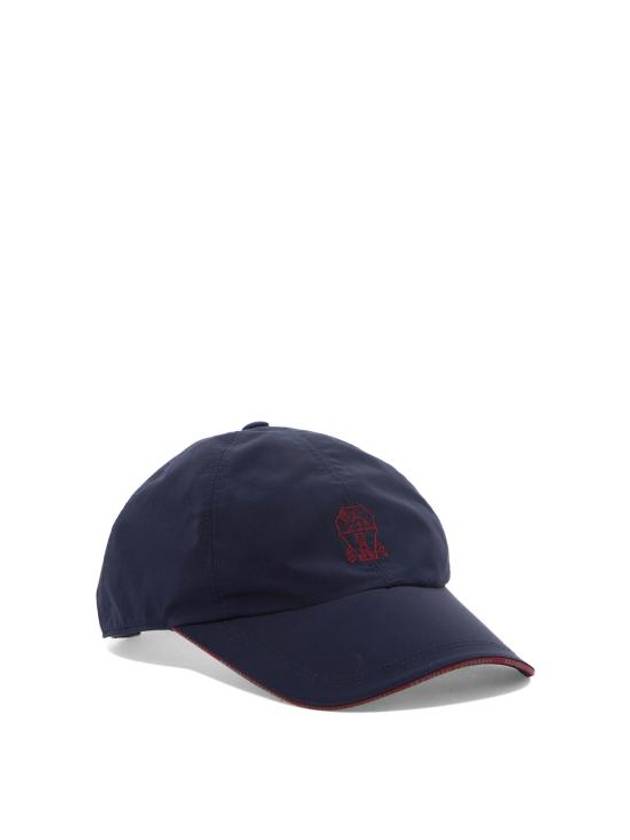 Embroidered Logo Curved Peak Ball Cap Navy - BRUNELLO CUCINELLI - BALAAN 3