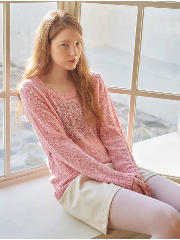 Deep Round Neck Knit Pink - CORCA - BALAAN 3