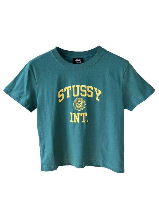 Women's Slim Crop Short Sleeve T-Shirt Green - STUSSY - BALAAN 1