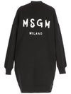 Milano Brushed Logo Print Long Sleeve Short Dress Black - MSGM - BALAAN 2