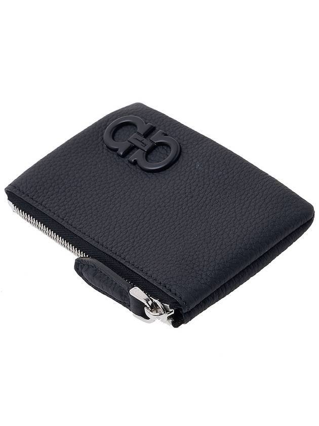 Gancini Zipper Card Wallet Black - SALVATORE FERRAGAMO - BALAAN 5