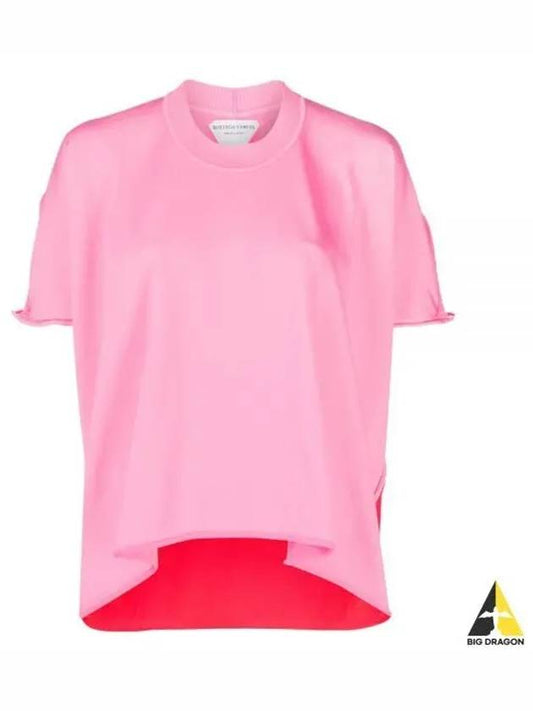 Women s Two tone Oversized Short Sleeve T Shirt Pink 629983 VKWC0 - BOTTEGA VENETA - BALAAN 1