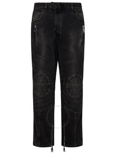 Balmain Biker Mid-Rise Denim Jeans, Waist Size 30