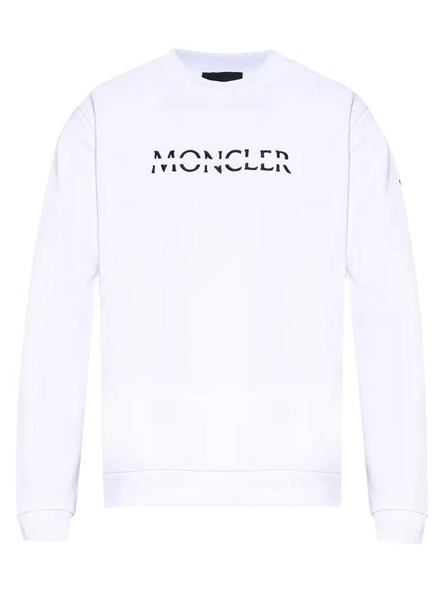 Tonal Logo Crew Neck Sweatshirt White - MONCLER - BALAAN 1