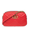 Small Leather Shoulder Bag Red - GUCCI - BALAAN 3