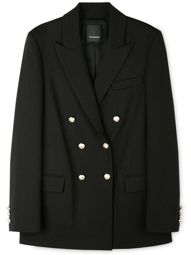 Women's Double Breasted Pocket Jacket Black - PINKO - BALAAN 3