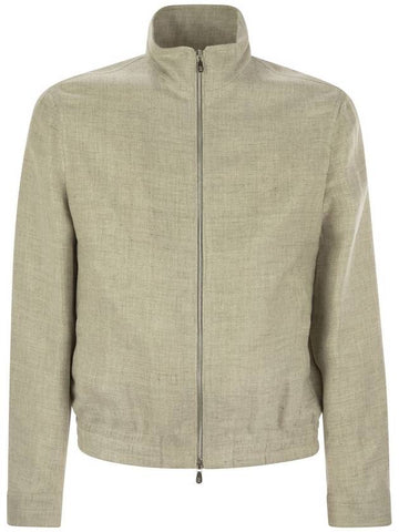 Linen, wool and silk diagonal bomber jacket - BRUNELLO CUCINELLI - BALAAN 1