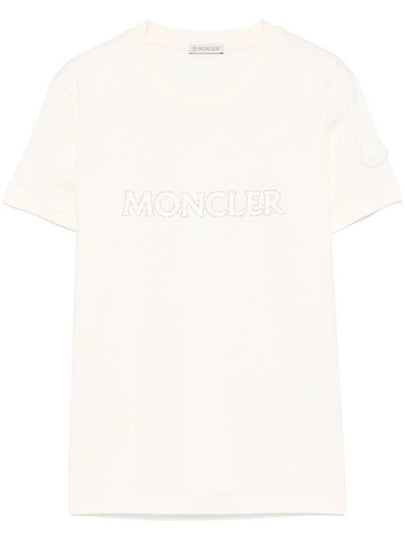 Rhinestone Logo Short Sleeve T Shirt White - MONCLER - BALAAN 2