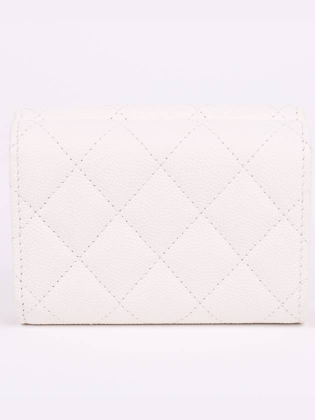 Caviar new logo white flap half wallet - CHANEL - BALAAN 4