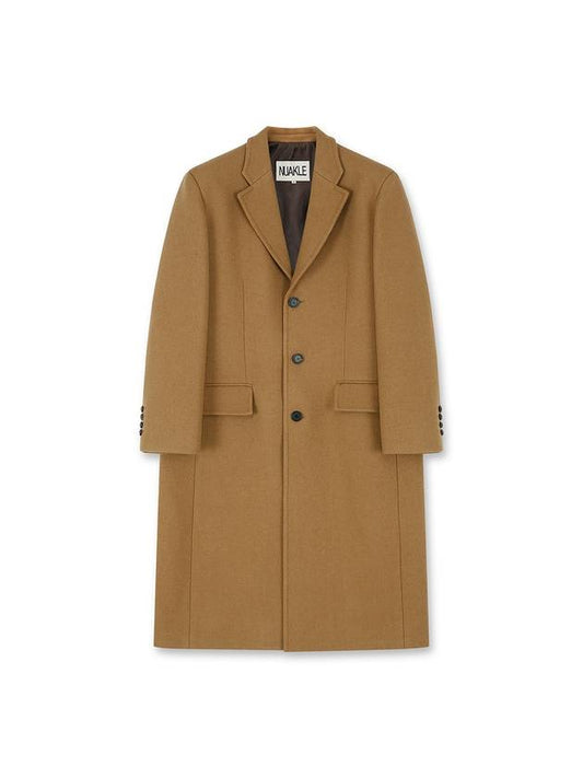 Unisex Wool Single OvercoatCamel - NUAKLE - BALAAN 2