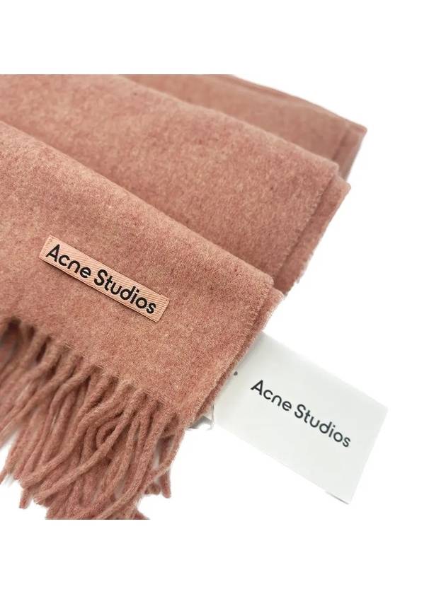 Logo Wool Fringe Scarf Rose Melange - ACNE STUDIOS - BALAAN 4