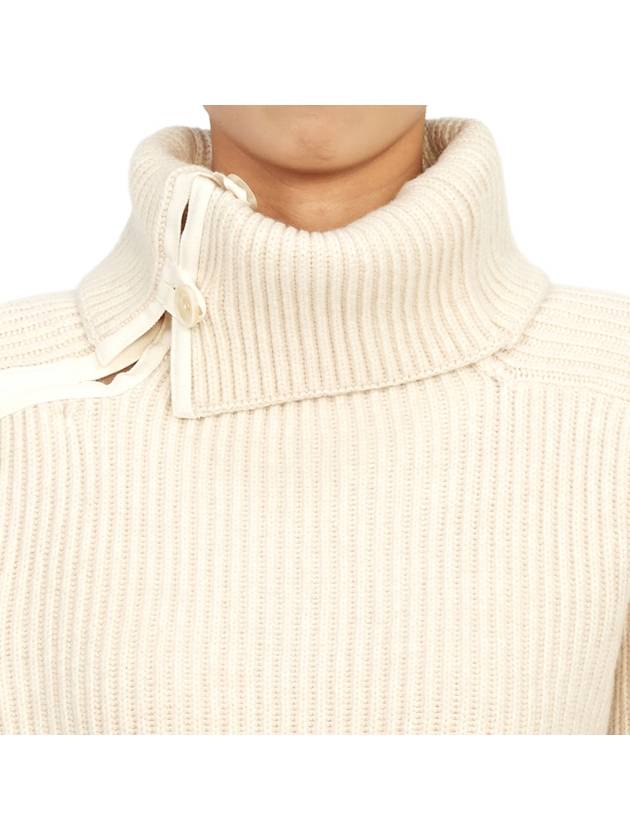 La Maille Vega Asymmetric Mock Neck Wool Knit Top Light Beige - JACQUEMUS - BALAAN 10