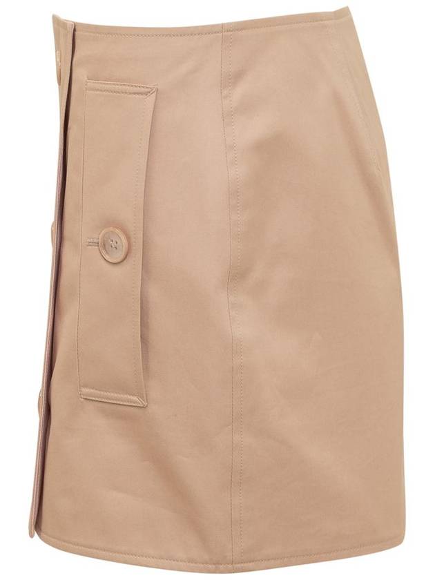 Women's Trench Mini Cotton Gabardine A-Line Skirt Pale Nude - BURBERRY - BALAAN 4