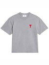 Heart Logo Cotton Jersey Short Sleeve T-Shirt Grey - AMI - BALAAN 2